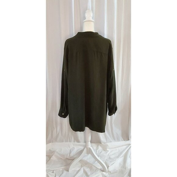 Lauren Ralph Lauren Thick Silk Button Up Shirt Size 3XL Forest Green Outdoors - Picture 5 of 14